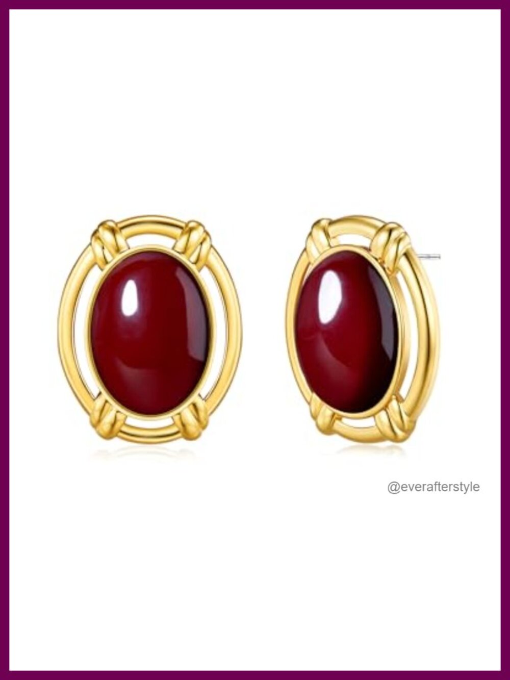 18K gold plated Oval Button Tiger Eye Statement Earrings for Women